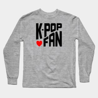 K-Pop Fan on curve with heart on white, for KPop fans everywhere Long Sleeve T-Shirt